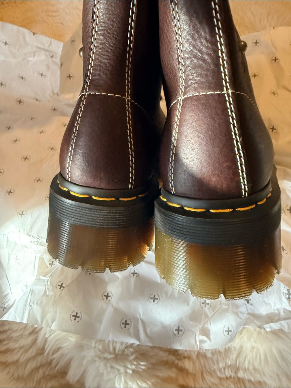 Dr. Martens Brown Floral Embossed Leather Ankle Boots - Picture 12 of 12